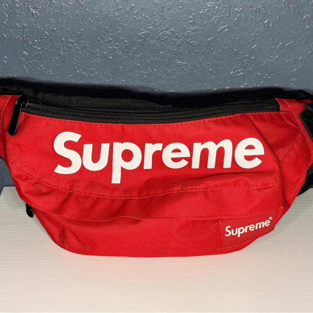 Supreme Red and White Waist Bag